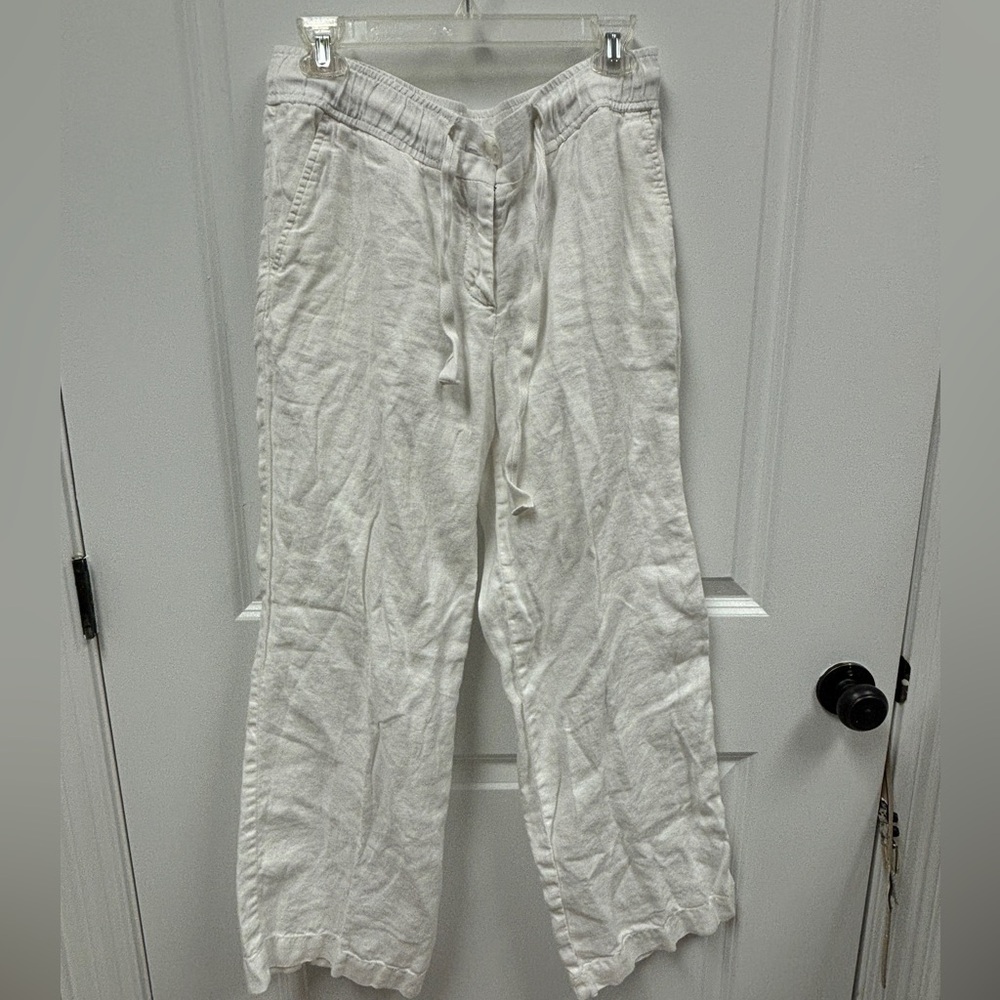 Loft White Linen Pants; Sz S